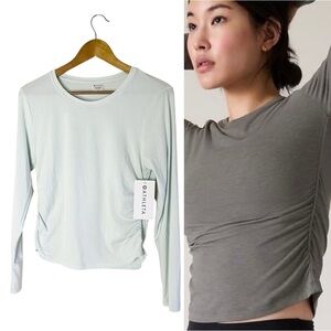 Athleta NWT Light Blue With Ease Cinch Top Ruched Long Sleeve Size Large